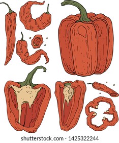 red pepper food set collection