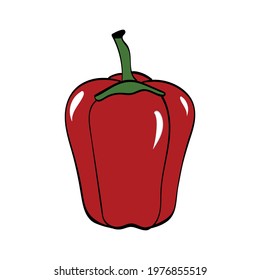 Red pepper, great design for any purposes. Isolated vector illustration. Vector background. White background.