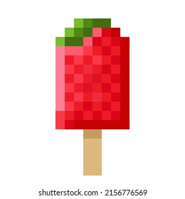 Red pepper ice cream stick pixel art. Vector illustration.