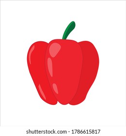 Red pepper isolated on white background. Vector illustration in flat style.