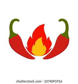 Red pepper logo. red chili pepper in the fire