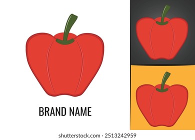 Logo de pimiento rojo. Logotipo de los pimientos y las verduras picantes 