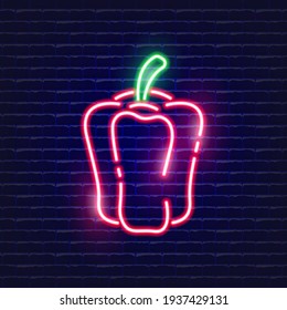 Roter Pfeffer, Neonsymbol. Glühendes Vektorgrafik-Symbol für mobiles, Web- und Menüdesign. Lebensmittelkonzept