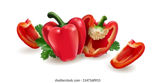 Red pepper on white background