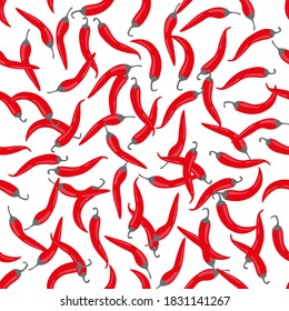 Red pepper on white background. Seamless pattern with wrapping elements. Men fashion collection. Textile design for shirts, swimwear, backpacks and others.