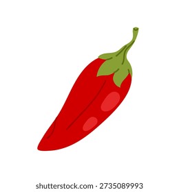 Red pepper on white background. Healthy food and vitamin vegetable. Spicy pepper vector illustration. For menu, recipe, cooking.