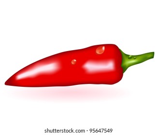Red pepper on a white background. A vegetable
