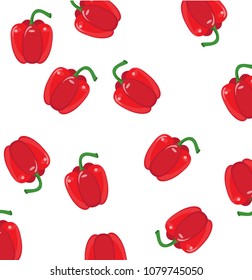 Red pepper pattern isolated on white background. Healthy food concept