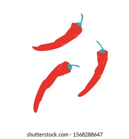 Red pepper pods.  Vector illustration