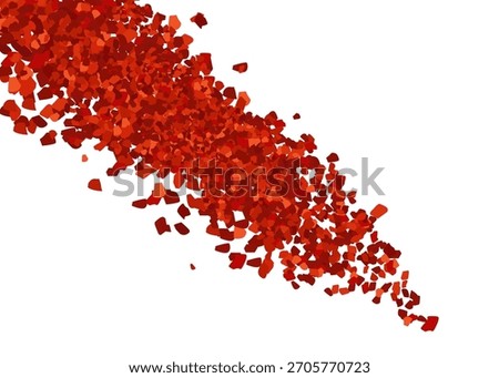 Red pepper powder scatter. Hot spice, paprika, chili. Realistic vector illustration isolated on white background.