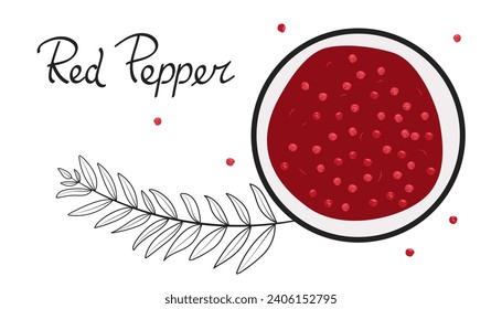 Red pepper spice illustration. Vector background with ground red pepper. Design element for menu, cooking, label, advertising, scrapbooking.