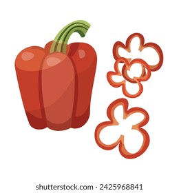 Pimienta roja, Vegetable Clipart, Rebanadas de pimienta, ilustración vectorial