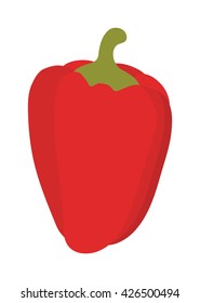 Red pepper vegetable food flat vector illustration.