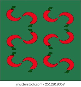 red peppers on a green background