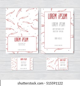 Red peppers on white background . Vegetables theme. Set of Vector design for cover.
