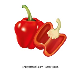 Red Peppers on white background