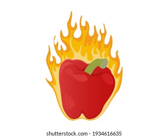 Pimientos rojos que se queman con fuego