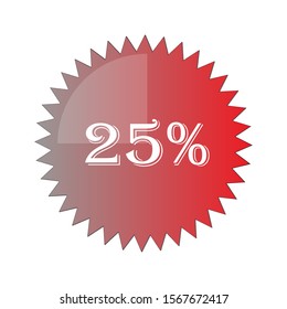red percentage vector showing 25%