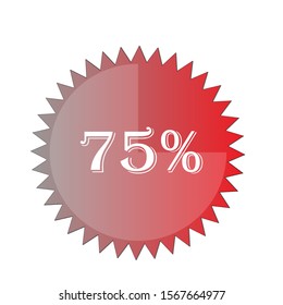 red percentage vector showing 75%