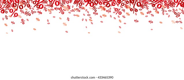 Red percents confetti on the white. Eps 10 vector file.