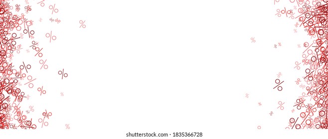Red percents frame on white background. Space for text. Vector illustration.