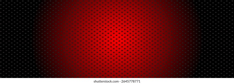 Red perforated grill texture. 3d circle grid seamless pattern. Dotted hole metal sheet surface. Professional microphone speaker structure background. Black iron geometric wall. Dark red metallic plate