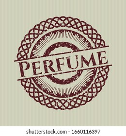 Roter Parfüm-Gummistempel mit Grunge-Textur