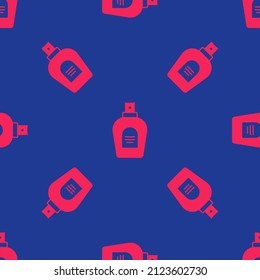 Red Perfume icon isolated seamless pattern on blue background.  Vector