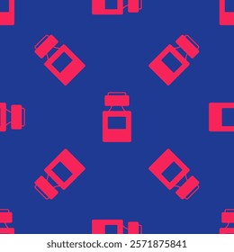 Red Perfume icon isolated seamless pattern on blue background.  Vector