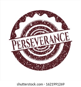 Red Perseverance distressed rubber grunge seal