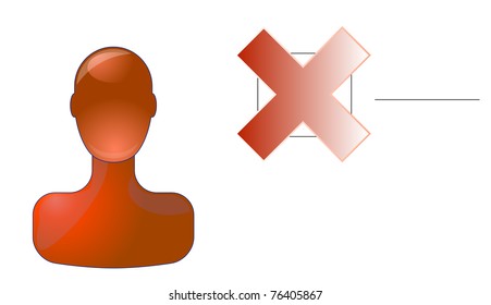 Red person not selected isolated on white