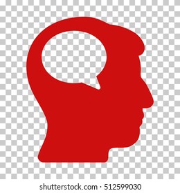 Red Person Thinking interface toolbar icon. Vector pictograph style is a flat symbol on chess transparent background.