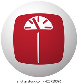 Red Personal Scale icon on white ball