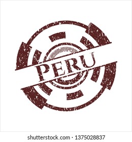 Red Peru distress grunge style stamp