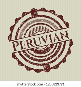 Red Peruvian rubber stamp with grunge texture
