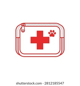 Red pet first aid kit icon