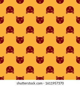 Red Pet icon isolated seamless pattern on brown background.  Vector Illustration