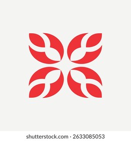 Red Petal Floral Emblem for Branding and Identity	