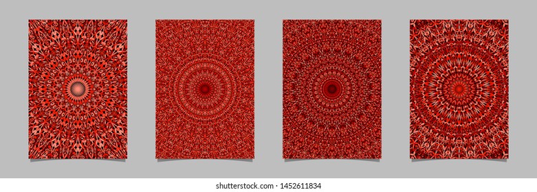 Red petal ornate mandala pattern brochure background template set - vector stationery designs