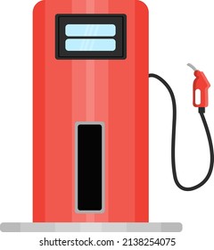rote Benzinpumpe, Illustration, Vektorgrafik auf weißem Hintergrund.