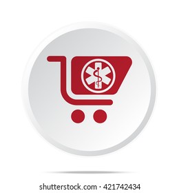 Red Pharmacy Store icon on white web button