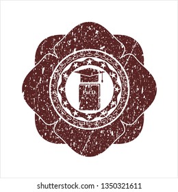 Red Phd thesis icon inside distress with rubber seal texture