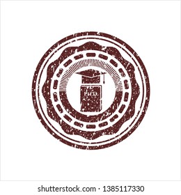 Red Phd thesis icon inside distressed grunge style stamp