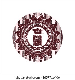 Red Phd thesis icon inside distress grunge seal