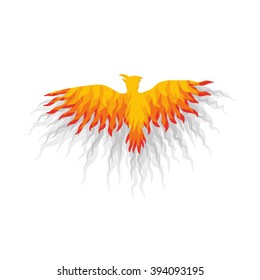 Red phoenix bird on white background - vector illustration