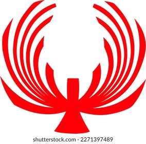Red phoenix bird wing isolated on white background.