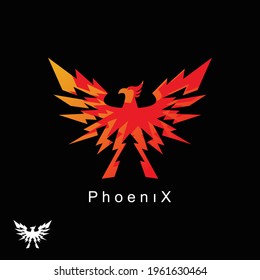 red phoenix electricity style logo, simple and abstract icons of heaven bird vector illustrations