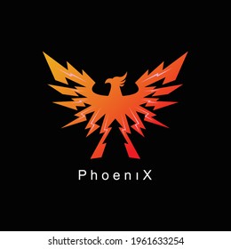 red phoenix in electricity style logo  heaven bird in red vector illustrations