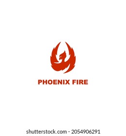 El fénix rojo está aleteando sus alas, ilustración de la forma del fuego de pájaro.