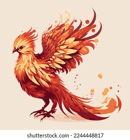 Red phoenix kawaii vector image 